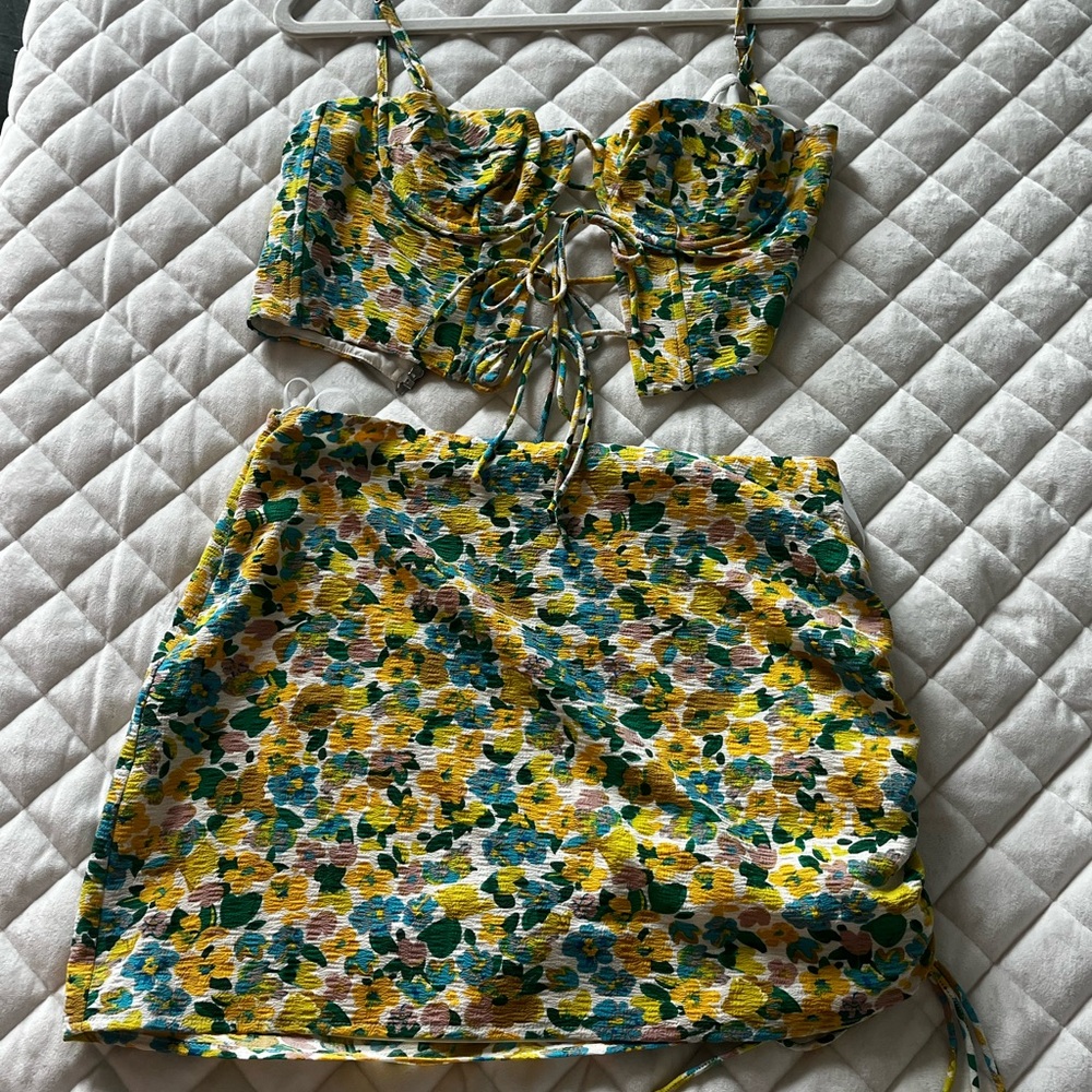 Revolve Floral Two Piece Set in Yellow & Green